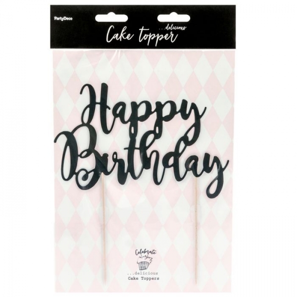 Cake Topper - Happy Birthday - Schwarz